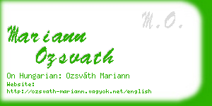 mariann ozsvath business card